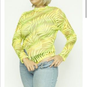 Lime mesh long sleeve bodysuit